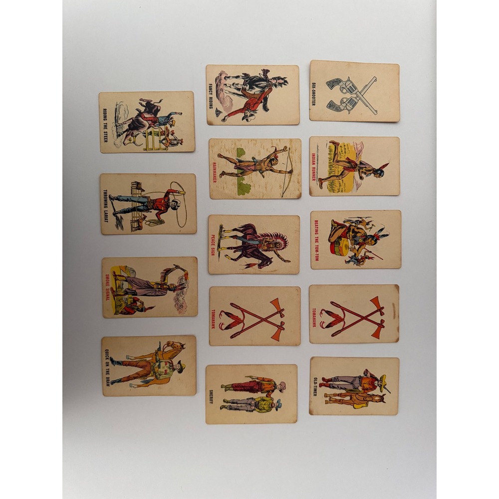 Vintage Ed-U-Cards Western Cowboy Native American Theme Lot of 14 Cards